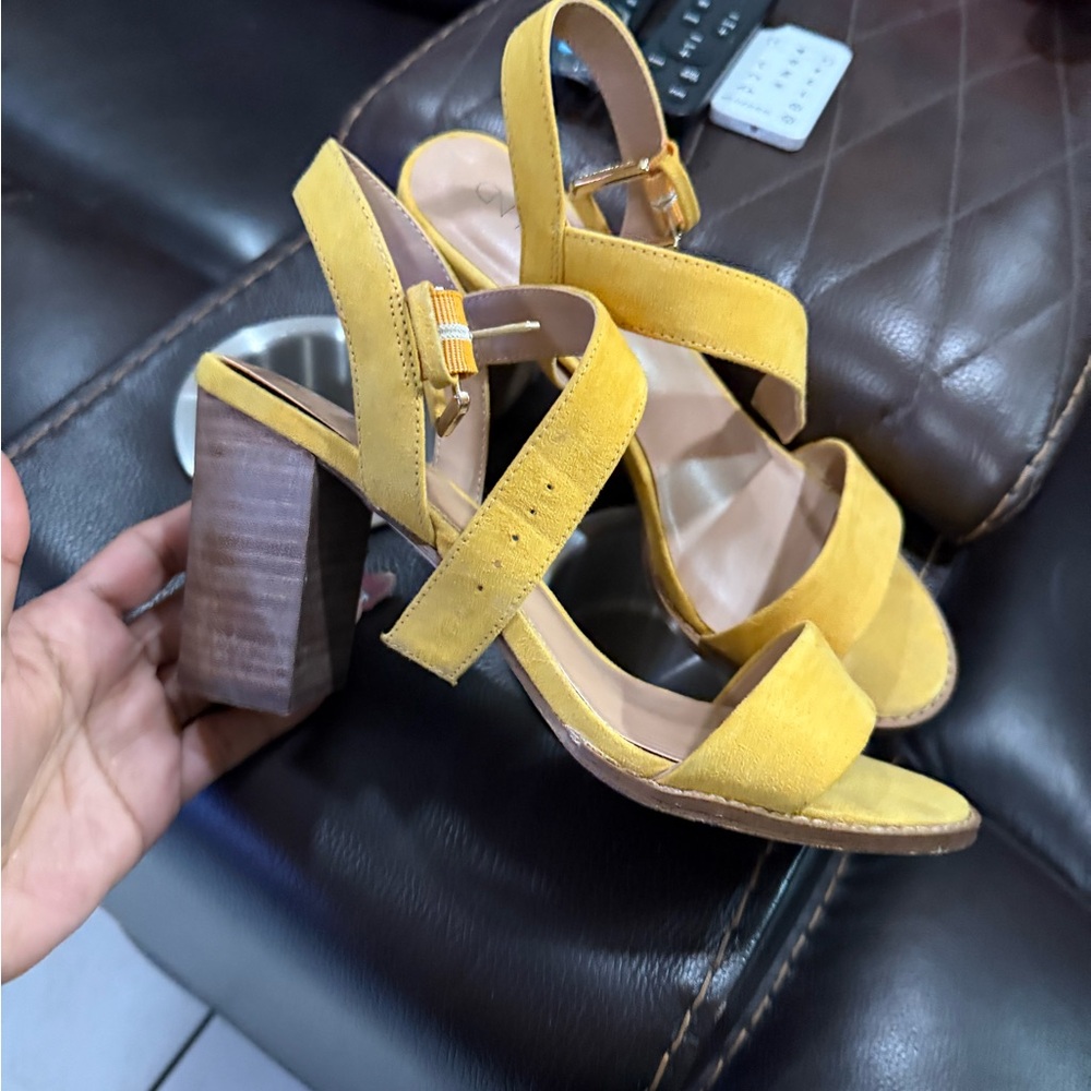 Yellow Block Heel Sandals